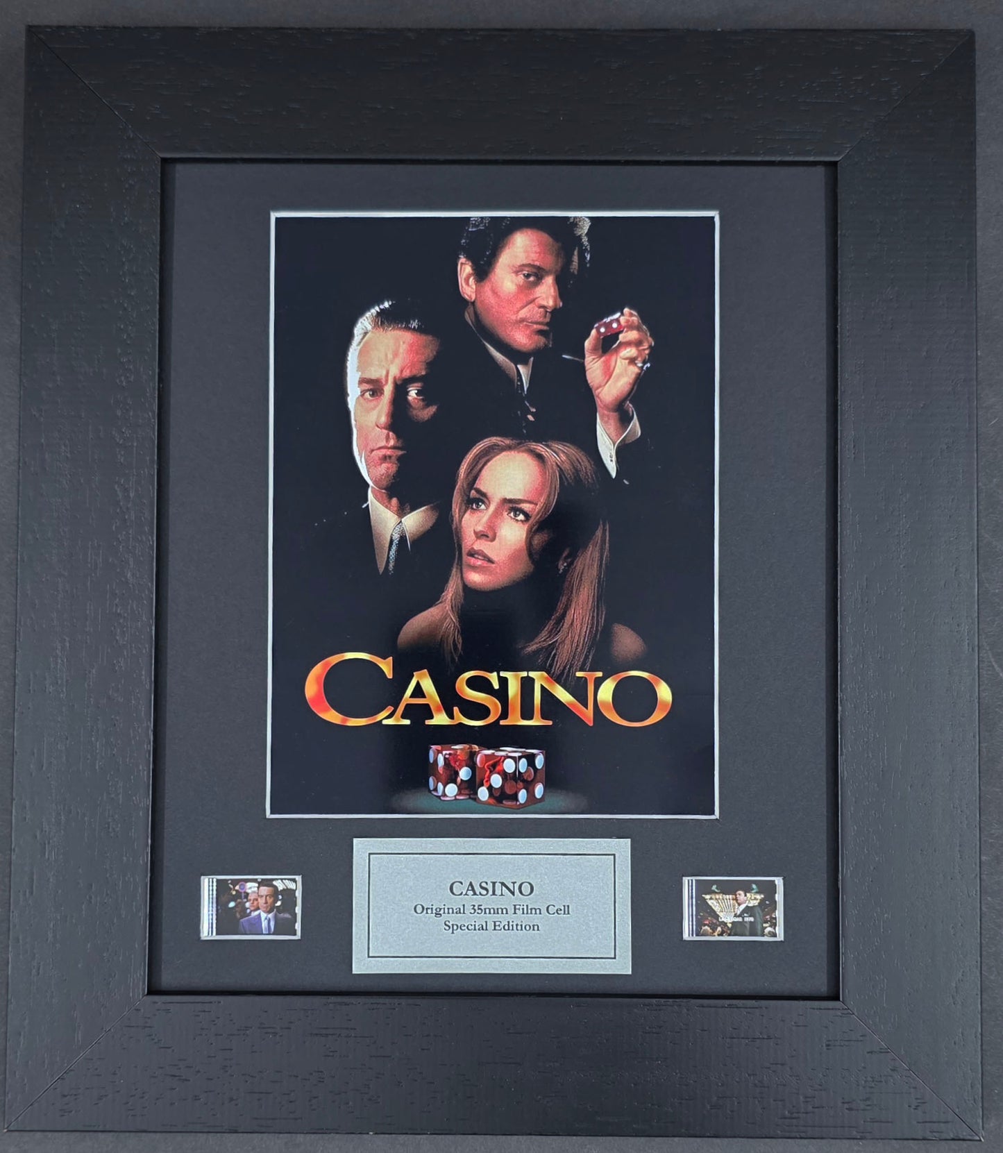 Hand crafted display featuring original 35mm film cells for CASINO 1995 fans