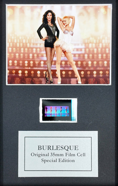 Handmade display featuring original Mini 35mm film cells for a BURLESQUE fan