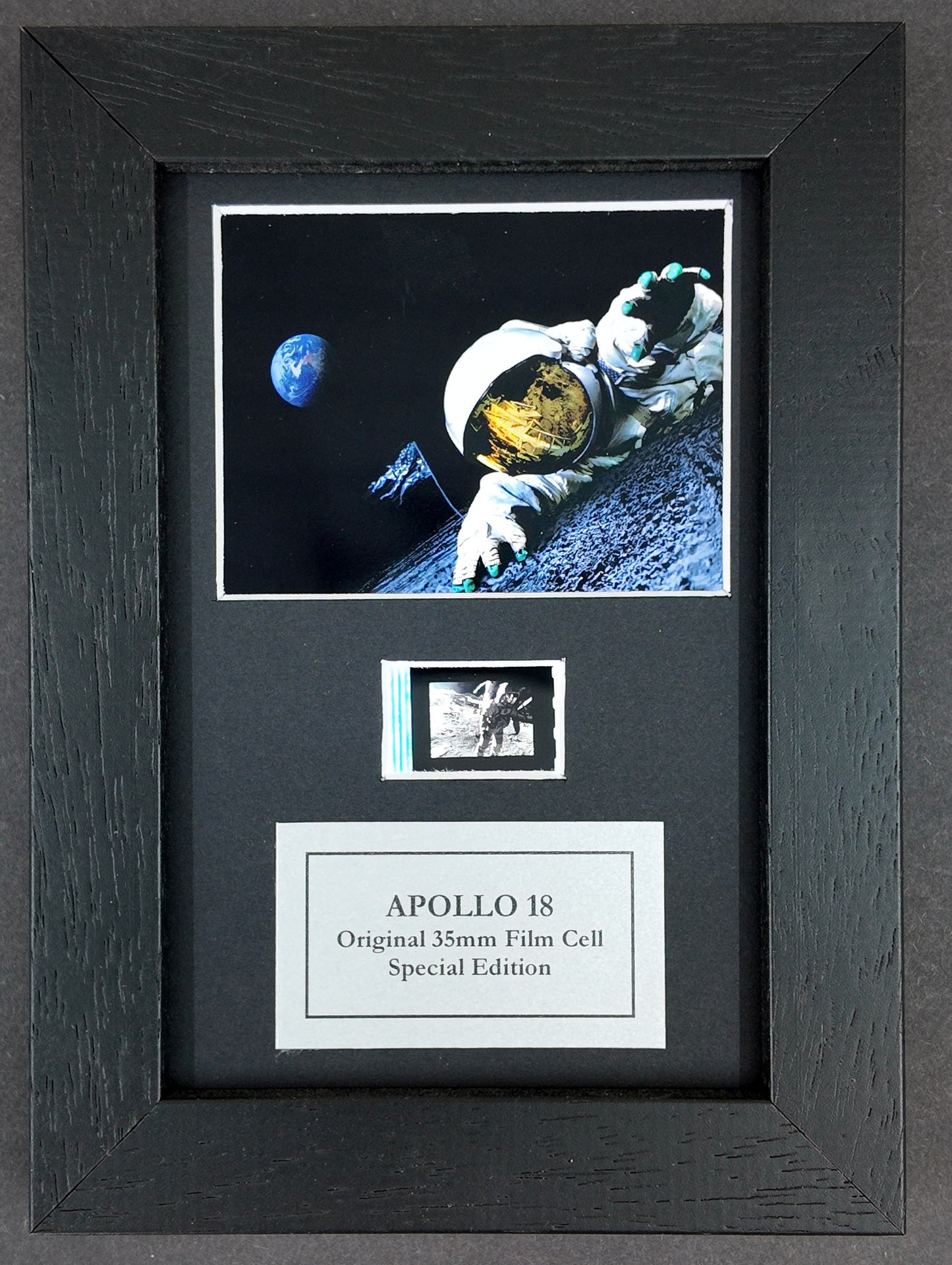 APOLLO 18 Original Mini 35mm Film Cells set in Quality Wood Frame + COA
