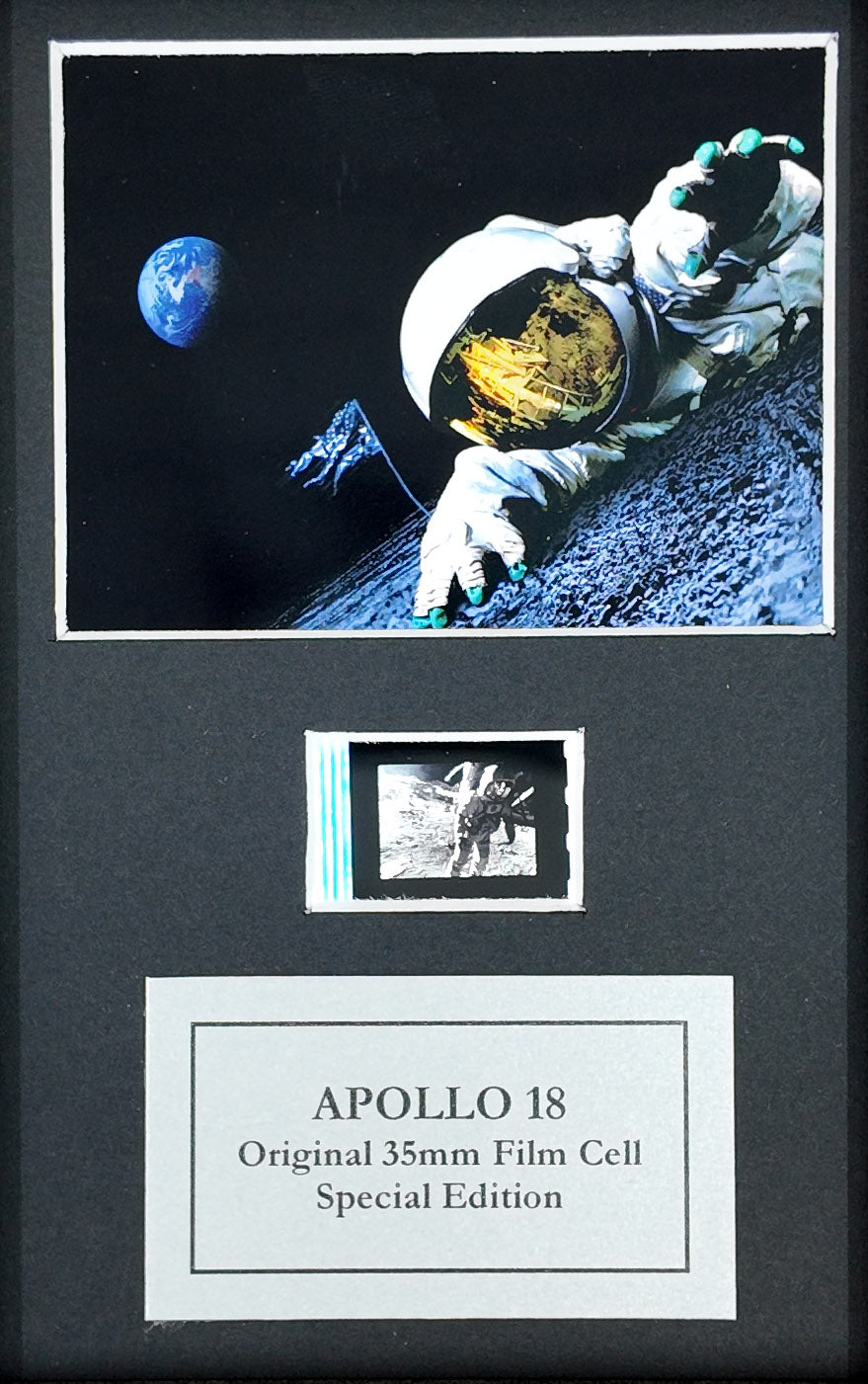 APOLLO 18 Original Mini 35mm Film Cells set in Quality Wood Frame + COA