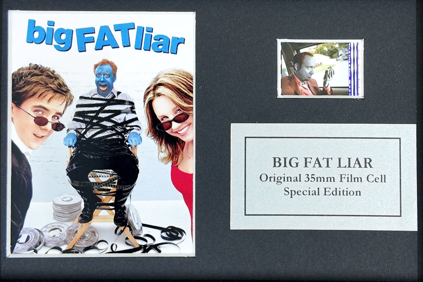Handmade gift featuring original Mini film cells for BIG FAT LIAR fans