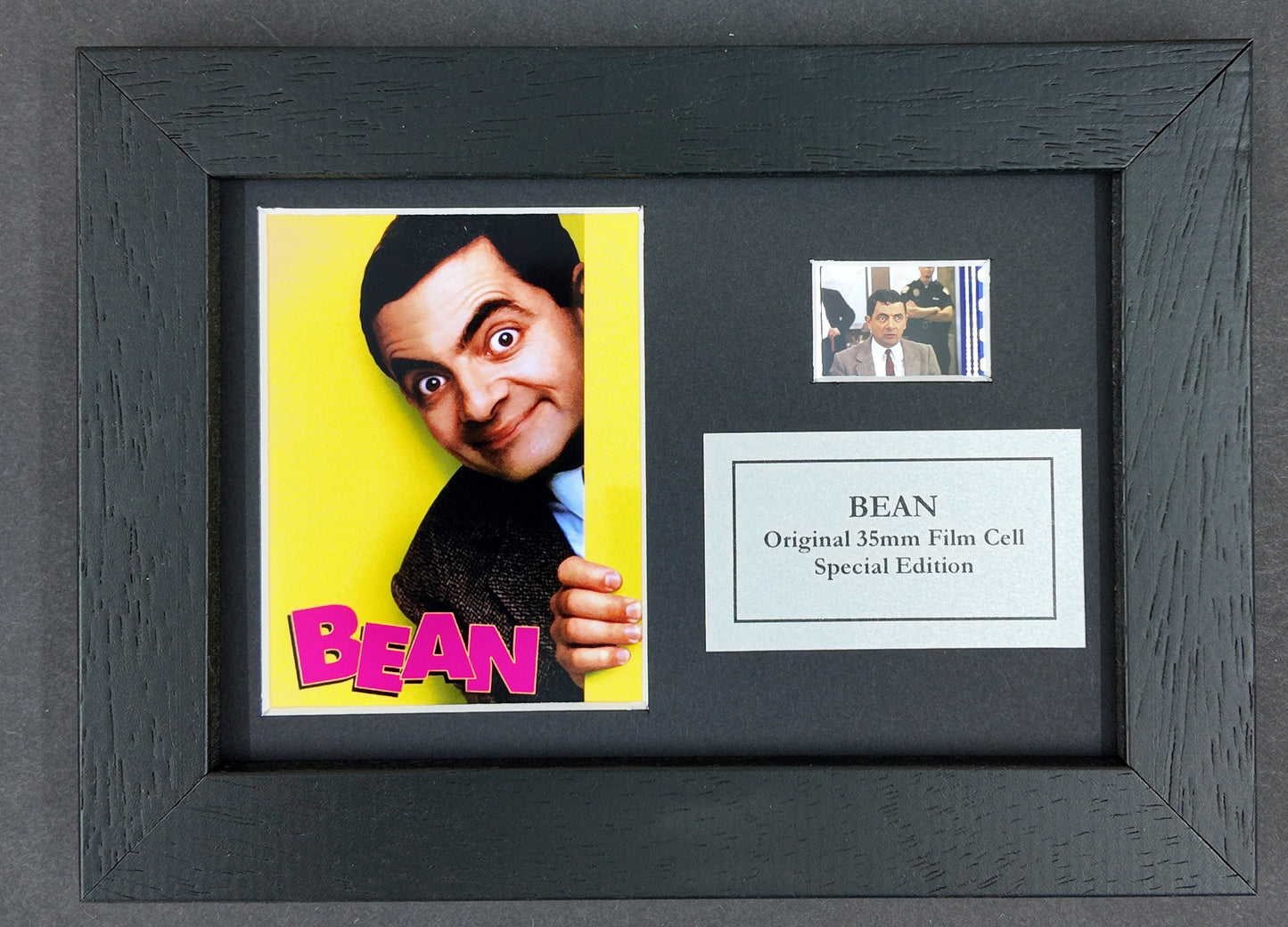 Handmade gift featuring original Mini film cells for BEAN Rowan Atkinson fans