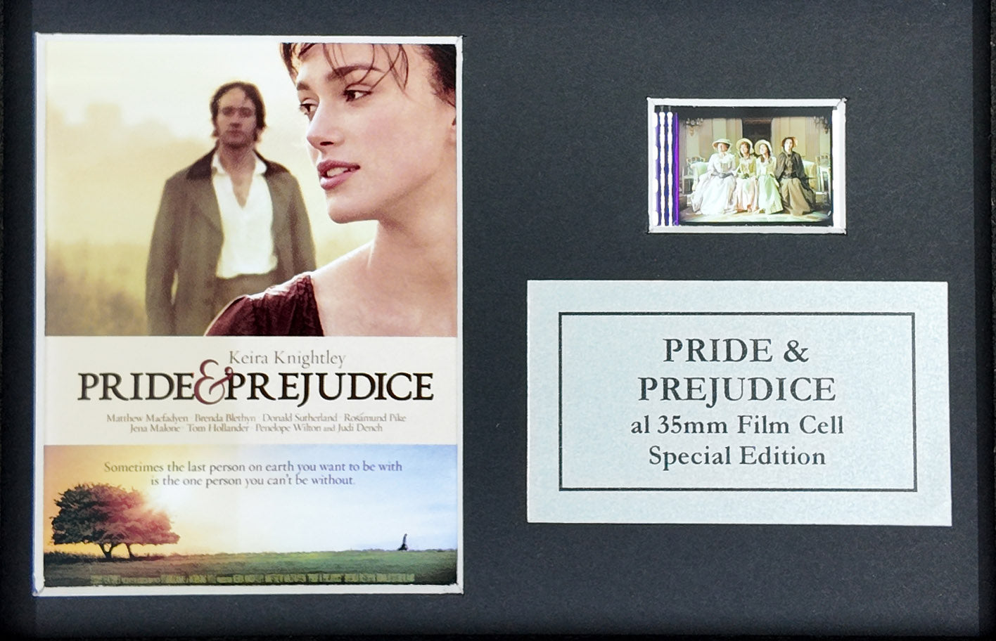 Handmade gift featuring original Mini film cell for PRIDE & PREJUDICE fans + COA