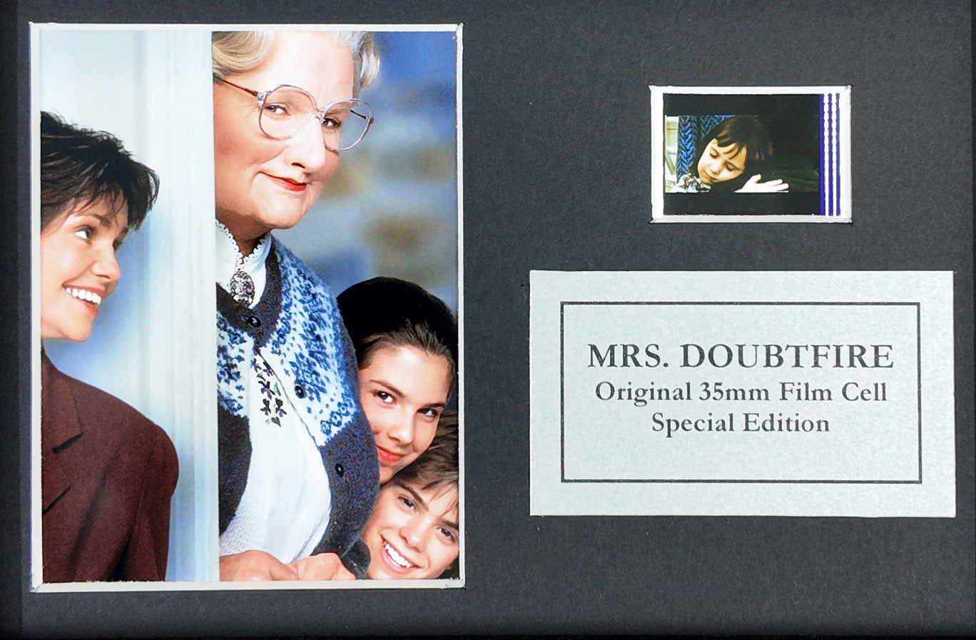 Handmade gift featuring original Mini film cells for MRS DOUBTFIRE fans