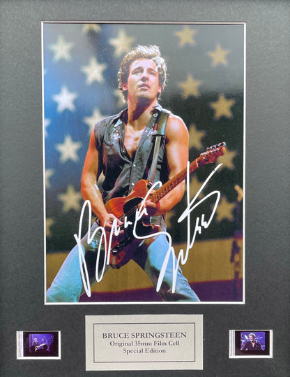 BRUCE SPRINGSTEEN Original 35mm Film Cells in Quality Wood Frame + Signed Repro