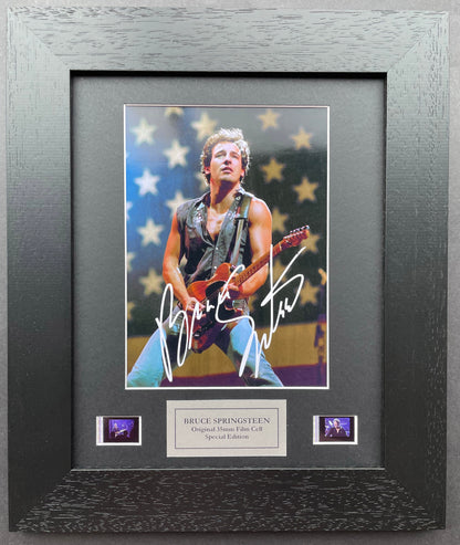 BRUCE SPRINGSTEEN Original 35mm Film Cells in Quality Wood Frame + Signed Repro