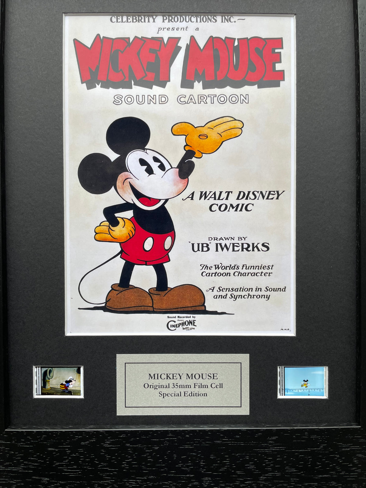 MICKEY MOUSE Original 35mm Film Cells set within Quality Wood Frame + COA