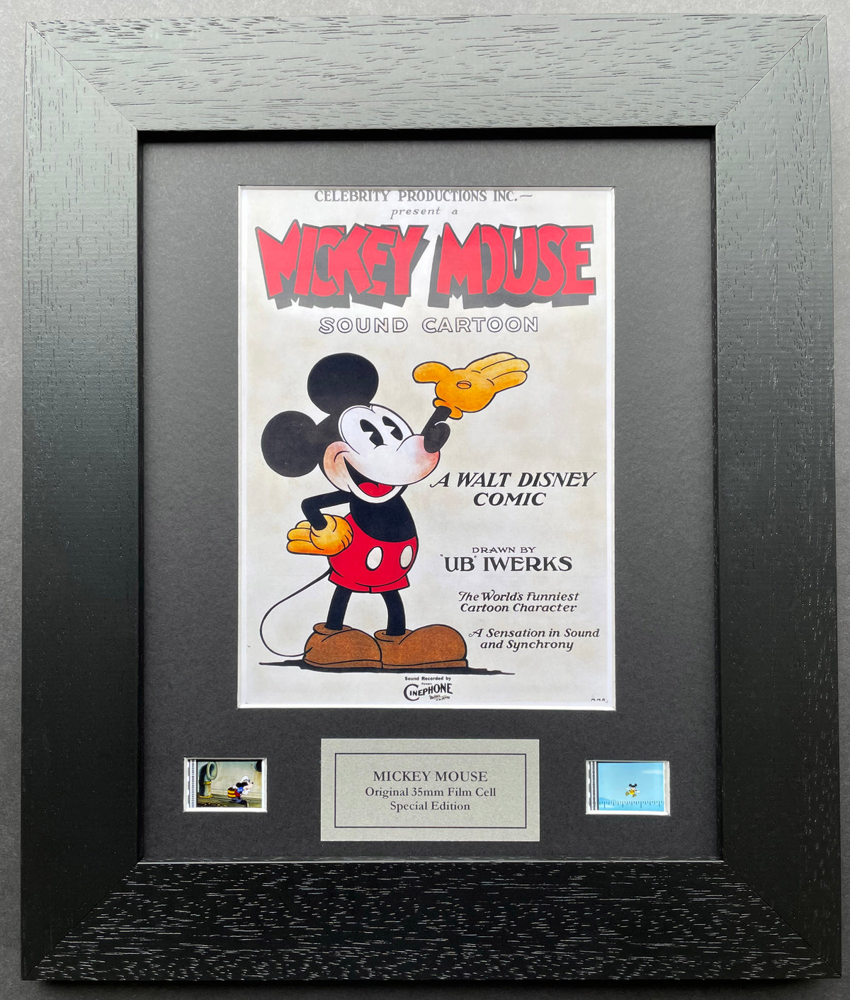 MICKEY MOUSE Original 35mm Film Cells set within Quality Wood Frame + COA