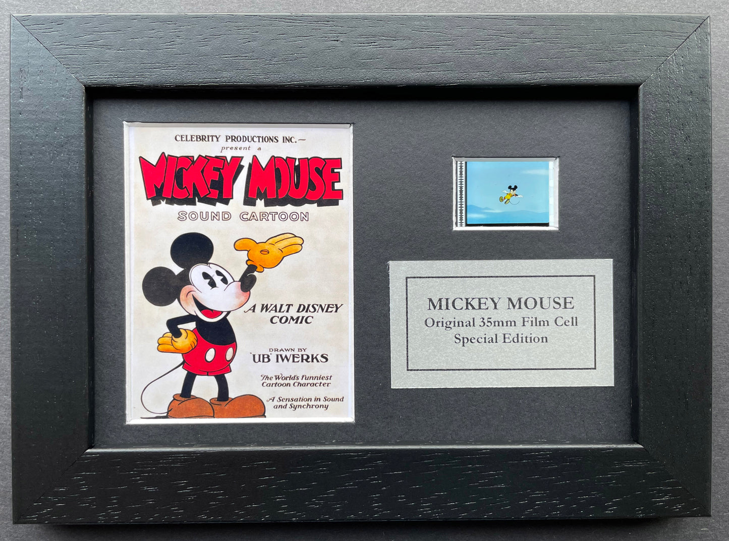 MICKEY MOUSE Original Mini 35mm Film Cells set within Quality Wood Frame + COA