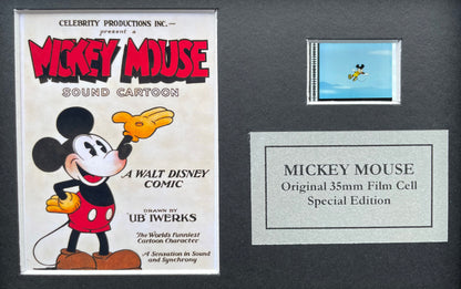 MICKEY MOUSE Original Mini 35mm Film Cells set within Quality Wood Frame + COA