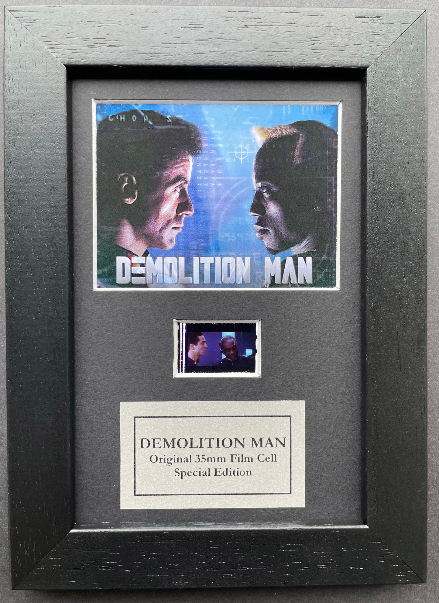 DEMOLITION MAN 1993 Original Mini 35mm Film Cells set within Quality Wood Frame