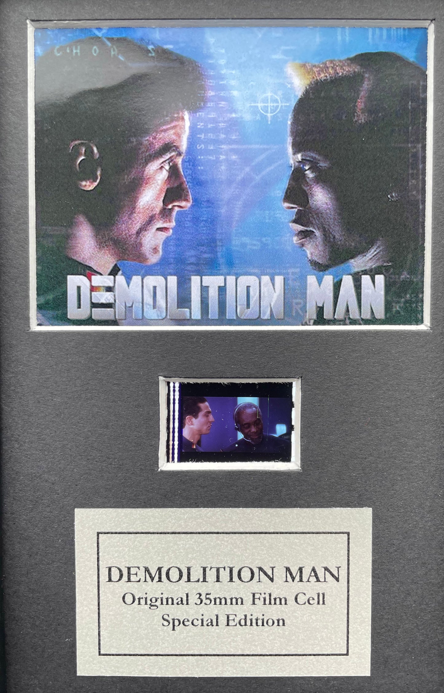 DEMOLITION MAN 1993 Original Mini 35mm Film Cells set within Quality Wood Frame