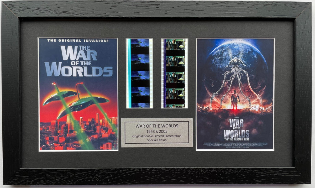 War of The Worlds 1953 & 2005 Original 35mm Film Cells set in Quality Wood Frame