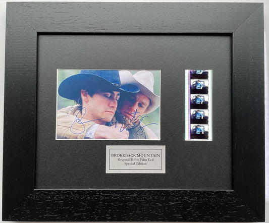 BROKEBACK MOUNTAIN Signed Repro + Original 35mm Film Cells in Quality Wood Frame