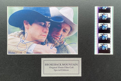 BROKEBACK MOUNTAIN Signed Repro + Original 35mm Film Cells in Quality Wood Frame