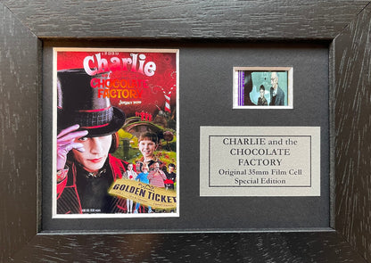 CHARLIE & The CHOCOLATE FACTORY Original Mini 35mm Filmcell in Quality Wood Frame