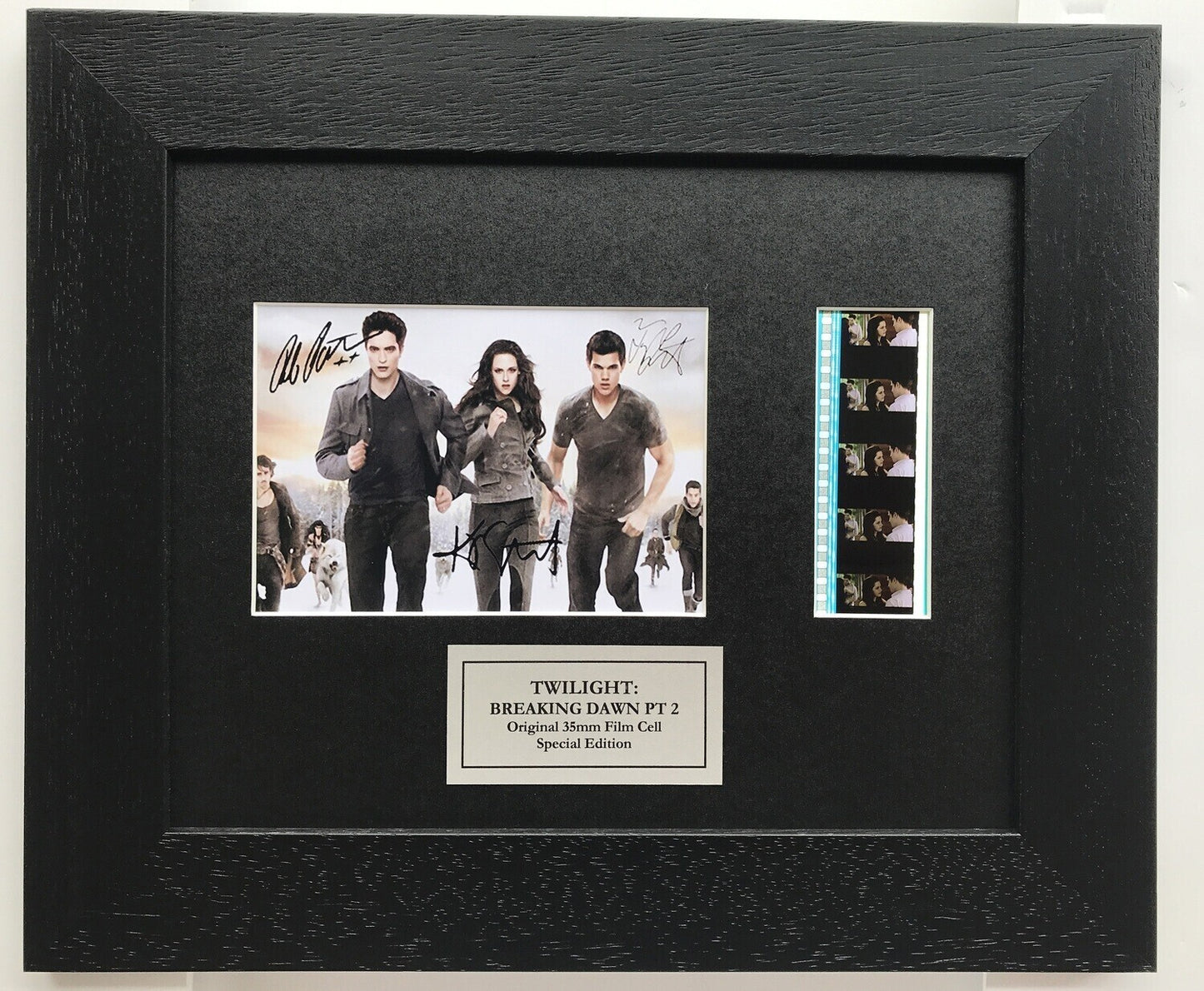 THE TWILIGHT SAGA Signed Repro + Original 35mm Film Cells in Quality Wood Frame