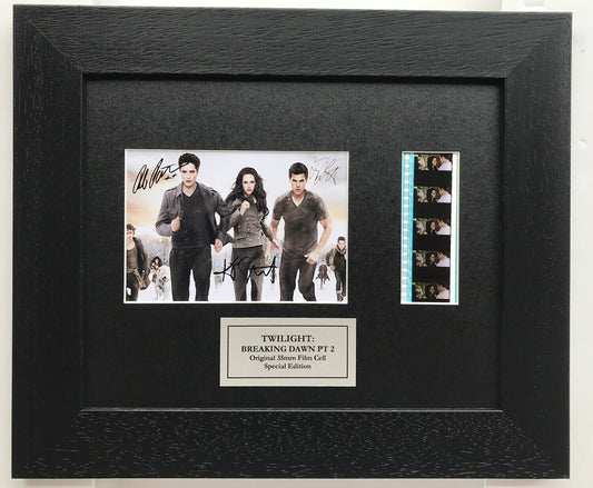 THE TWILIGHT SAGA Signed Repro + Original 35mm Film Cells in Quality Wood Frame
