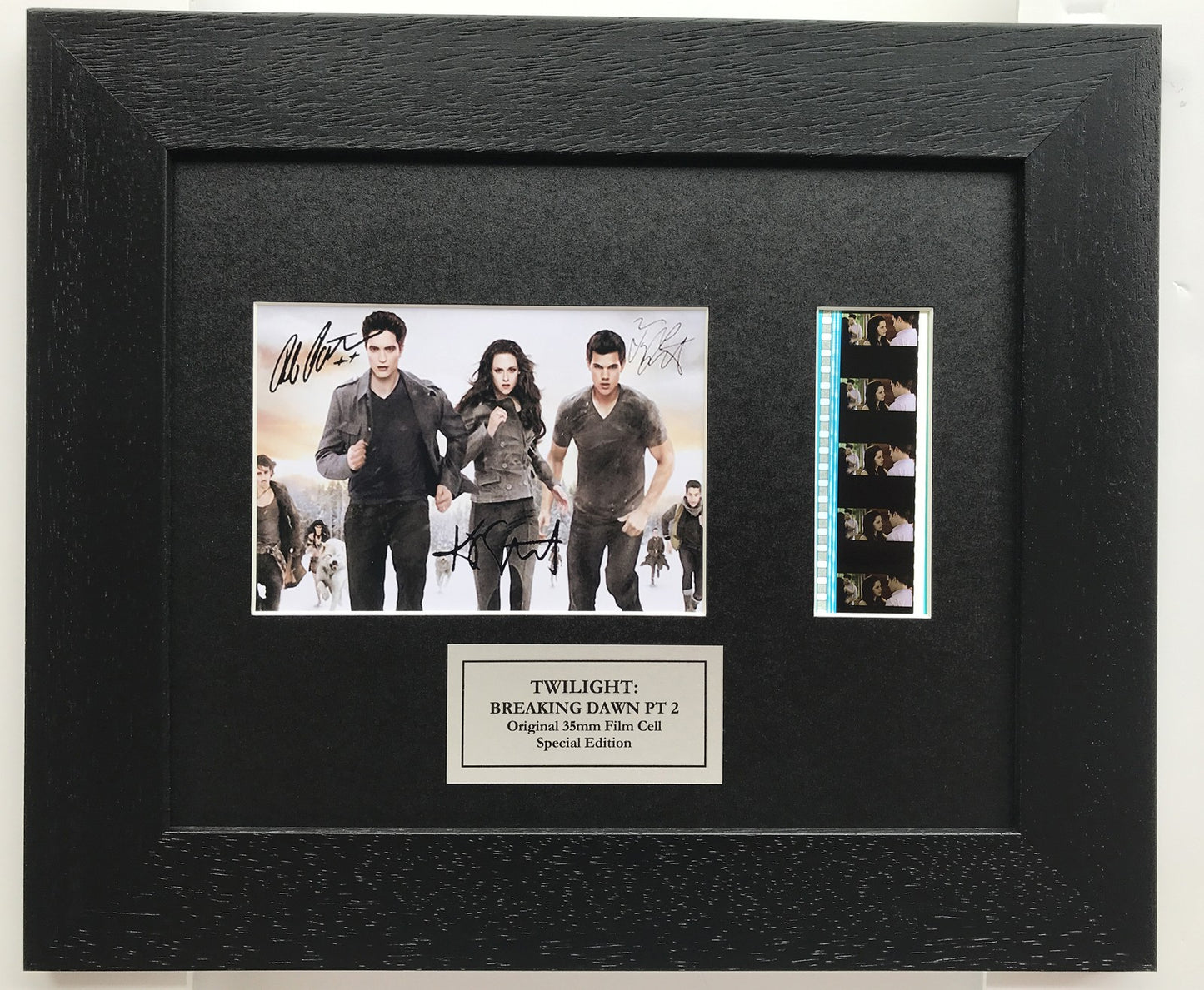 THE TWILIGHT SAGA Signed Repro + Original 35mm Film Cells in Quality Wood Frame