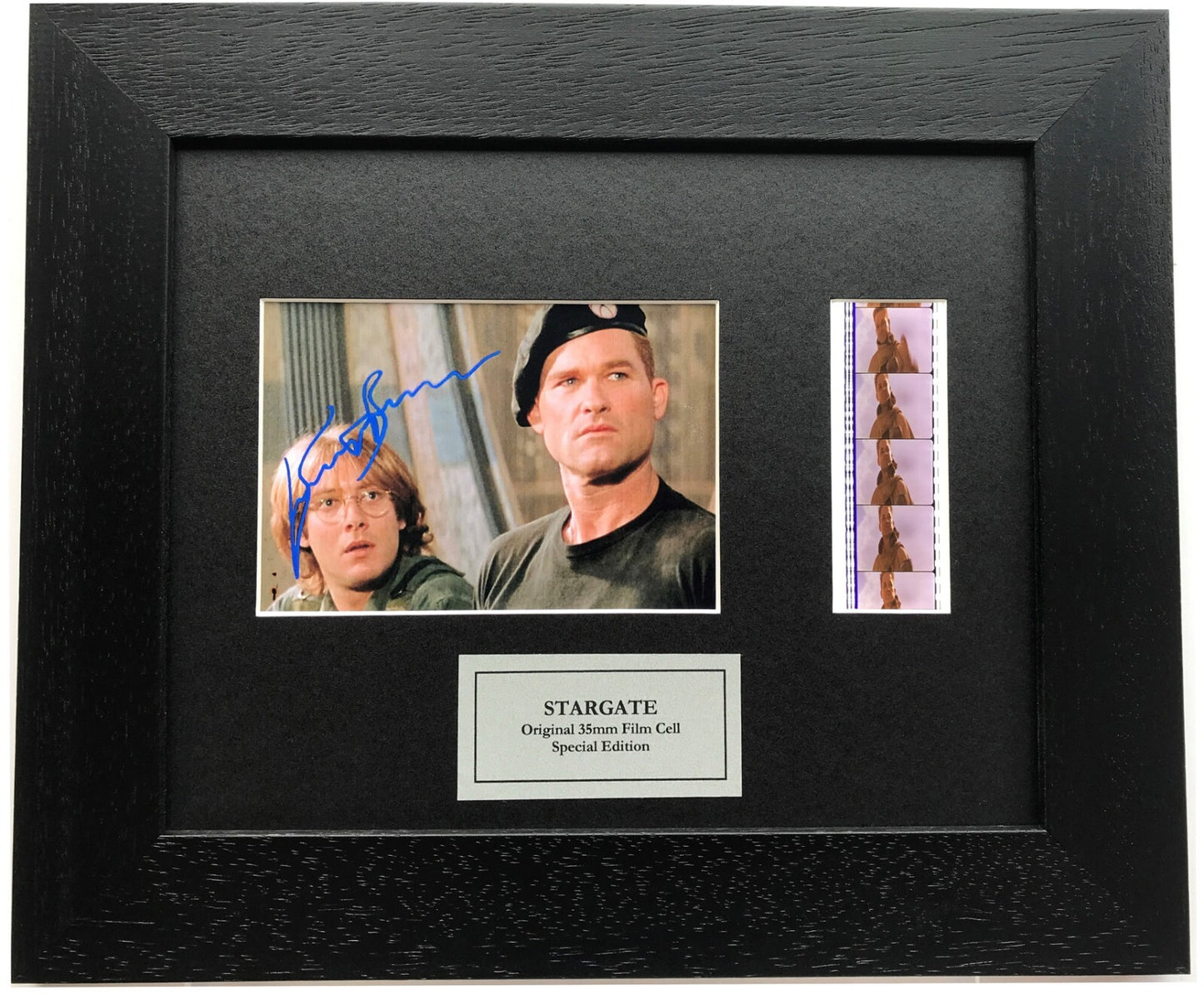 Stargate KURT RUSSELL Signed Repro + Original Film Cells in Quality Wood Frame