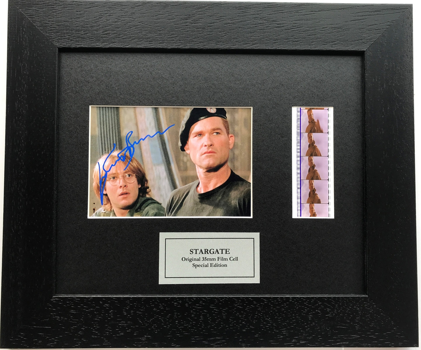 Stargate KURT RUSSELL Signed Repro + Original Film Cells in Quality Wood Frame