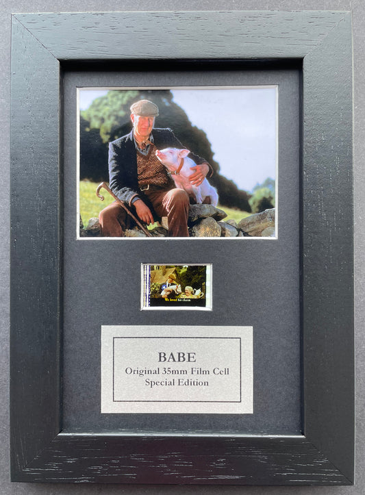 BABE of 1995 Original Mini 35mm Film Cells set within Quality Wood Frame + COA