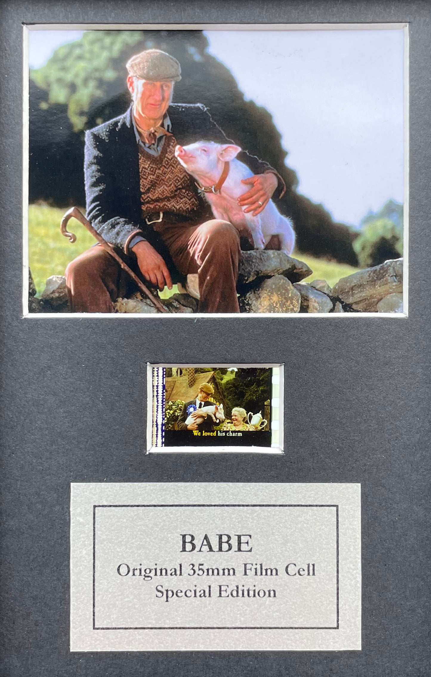 BABE of 1995 Original Mini 35mm Film Cells set within Quality Wood Frame + COA