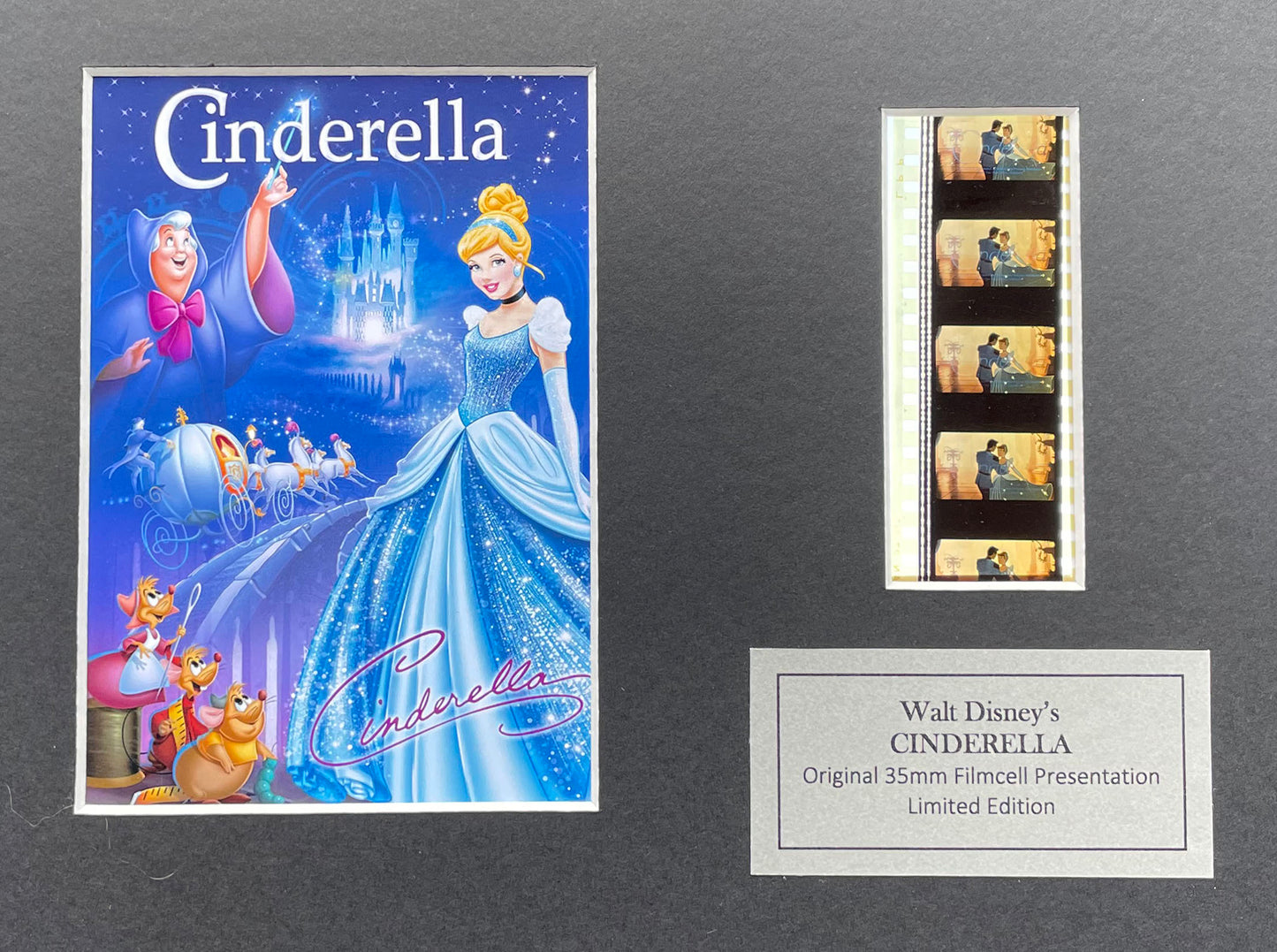 CINDERELLA Original 35mm Film Cells set within Quality Wood Frame + COA