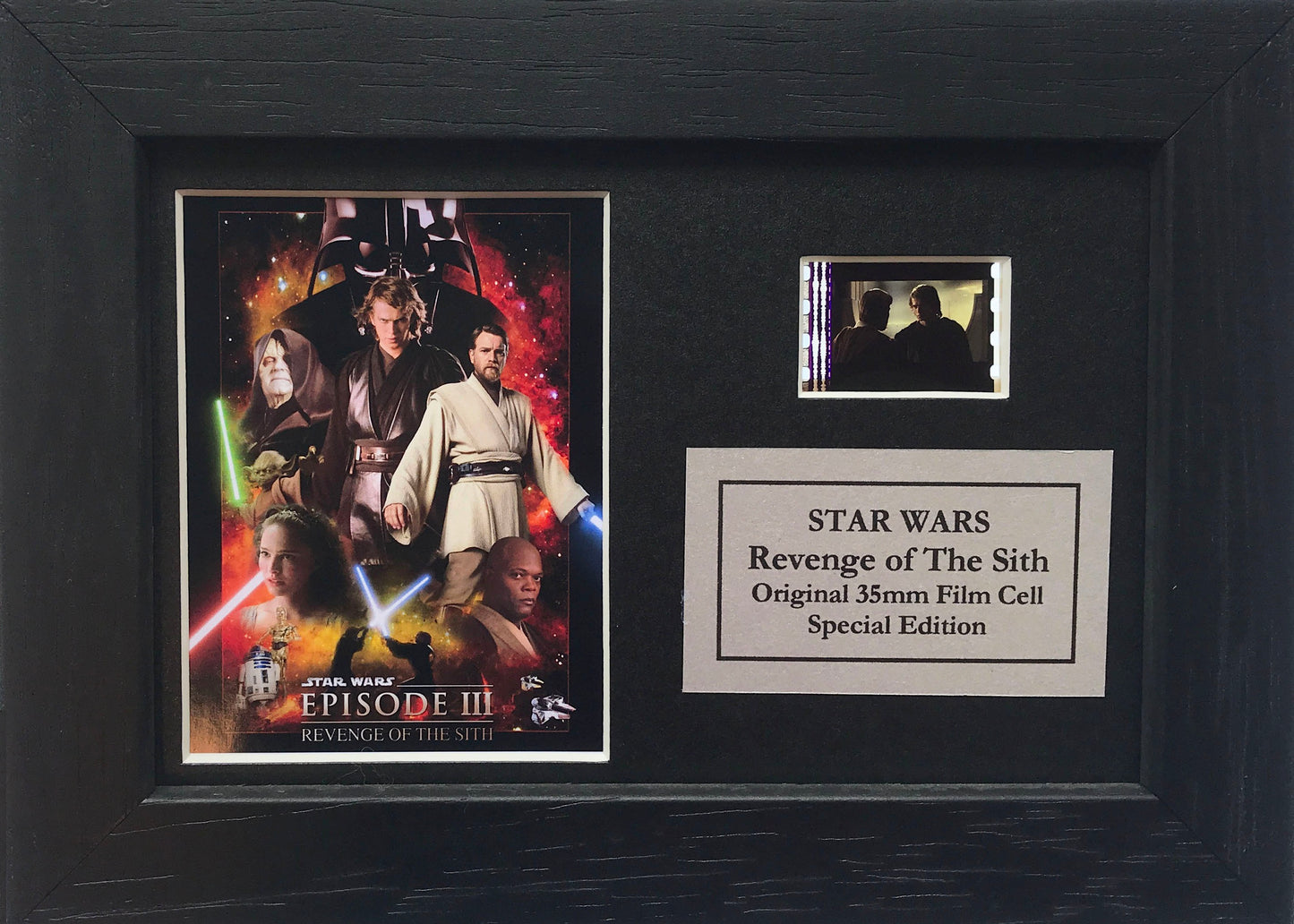 STAR WARS Ep III Original 35mm Film Cells set in Quality Wood Frame + COA v1