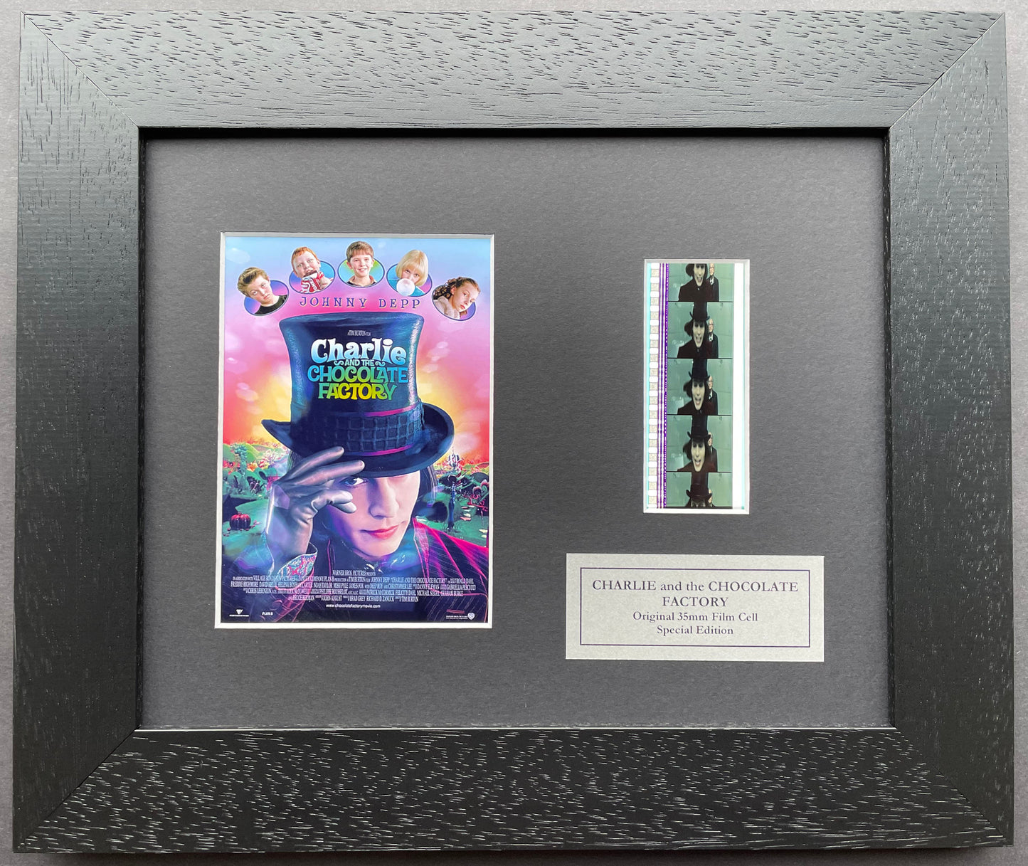 CHARLIE & The CHOCOLATE FACTORY Original 35mm Film Cells in Quality Wood Frame
