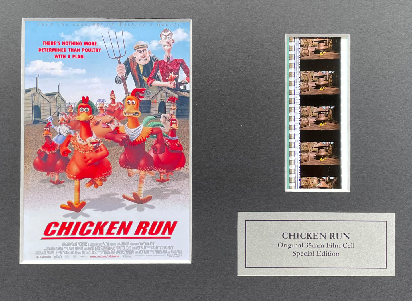 Chicken Run Original 35mm Film Cells set within Quality Wood Frame + COA