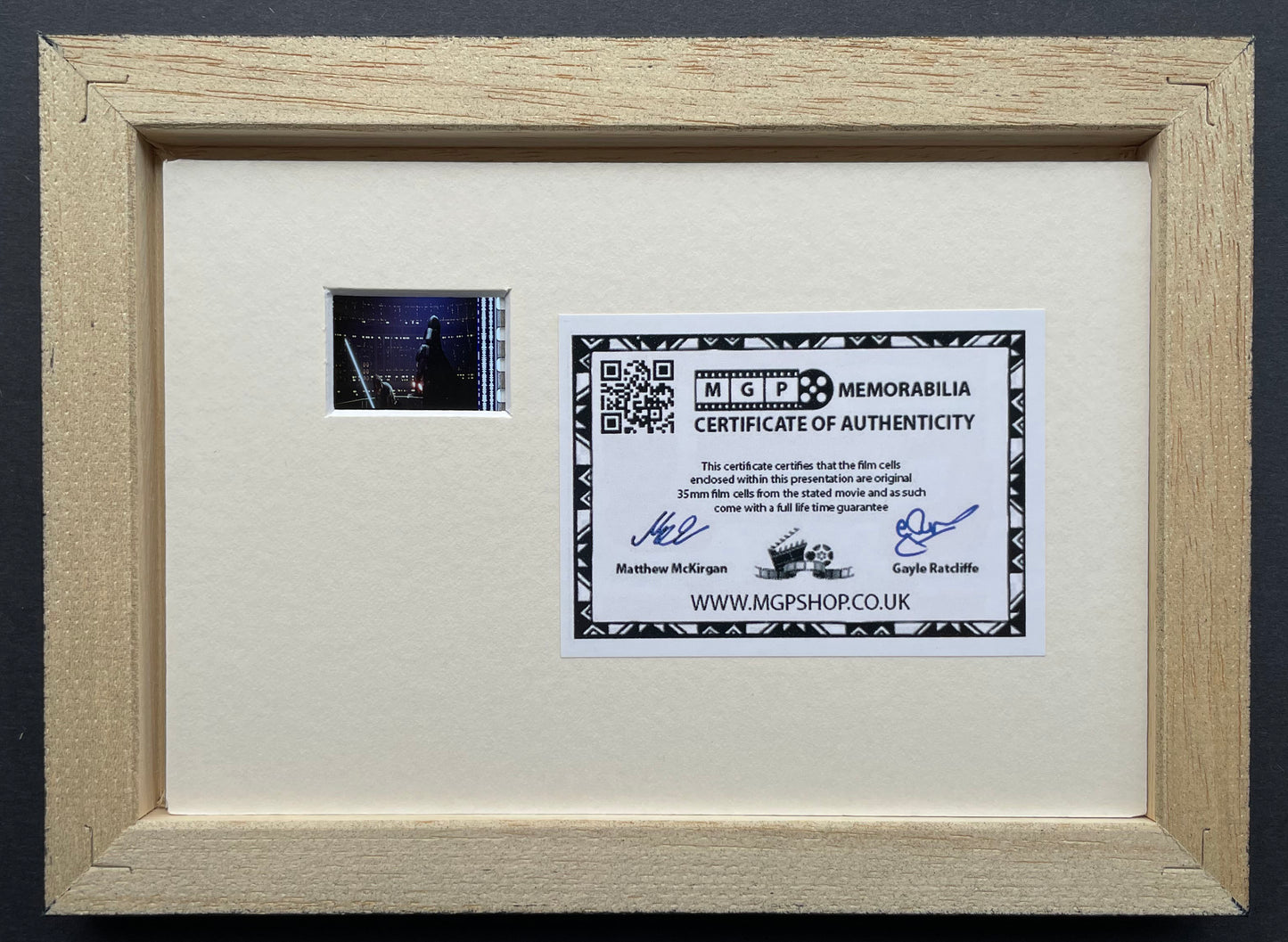 Darth Vader STAR WARS Original 35mm Film Cells set in Quality Wood Frame + COA