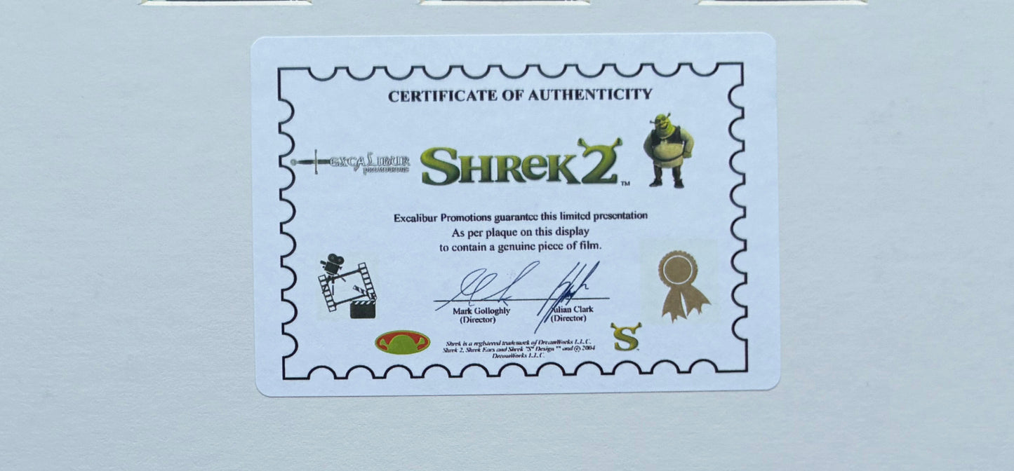 SHREK 2 Original Rare 35mm film cells set in Quality Wood Frame 50cm x 48cm