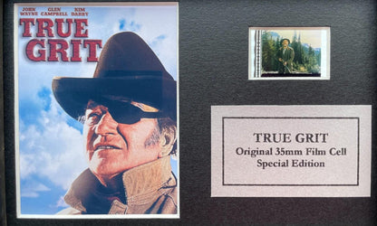 True Grit JOHN WAYNE Original Mini 35mm Film Cells set within Quality Wood Frame