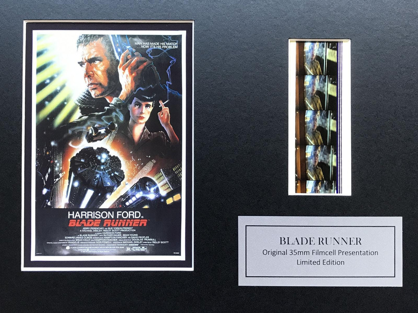 BLADE RUNNER Harrison Ford Original 35mm Film Cells set within Quality Wood Frame