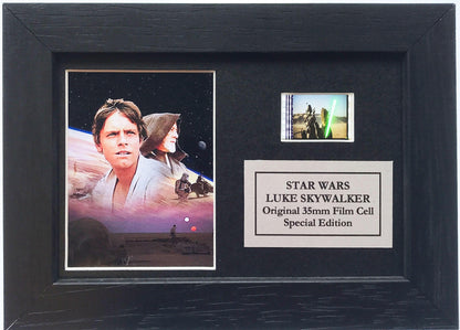 LUKE SKYWALKER Original Mini 35mm Film Cells set within Quality Wood Frame + COA