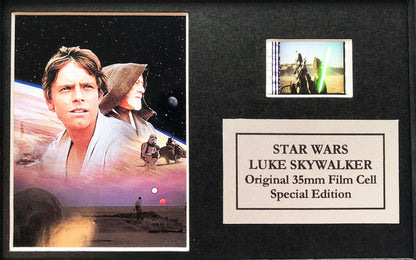 LUKE SKYWALKER Original Mini 35mm Film Cells set within Quality Wood Frame + COA
