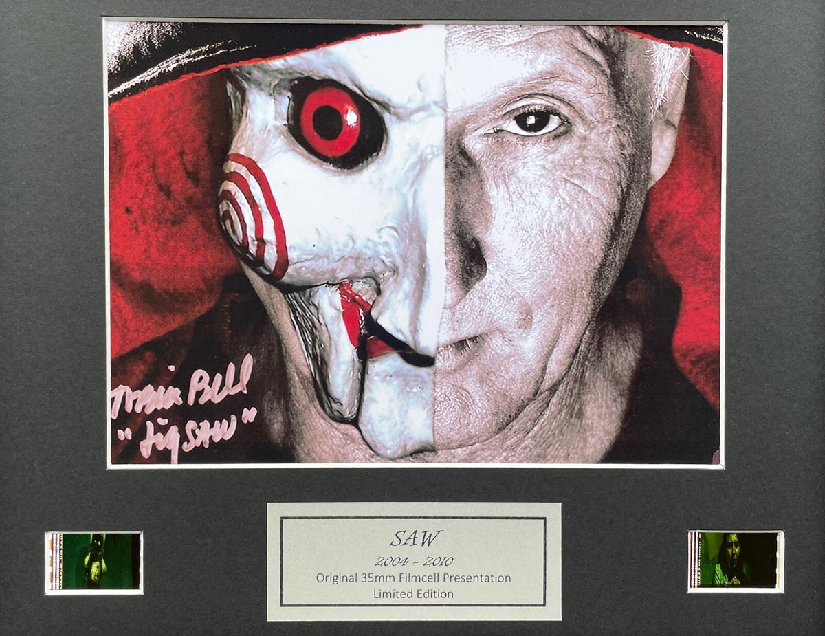 SAW Tobin Bell Signed Repro Original 35mm Film Cells set in Quality Wood Frame
