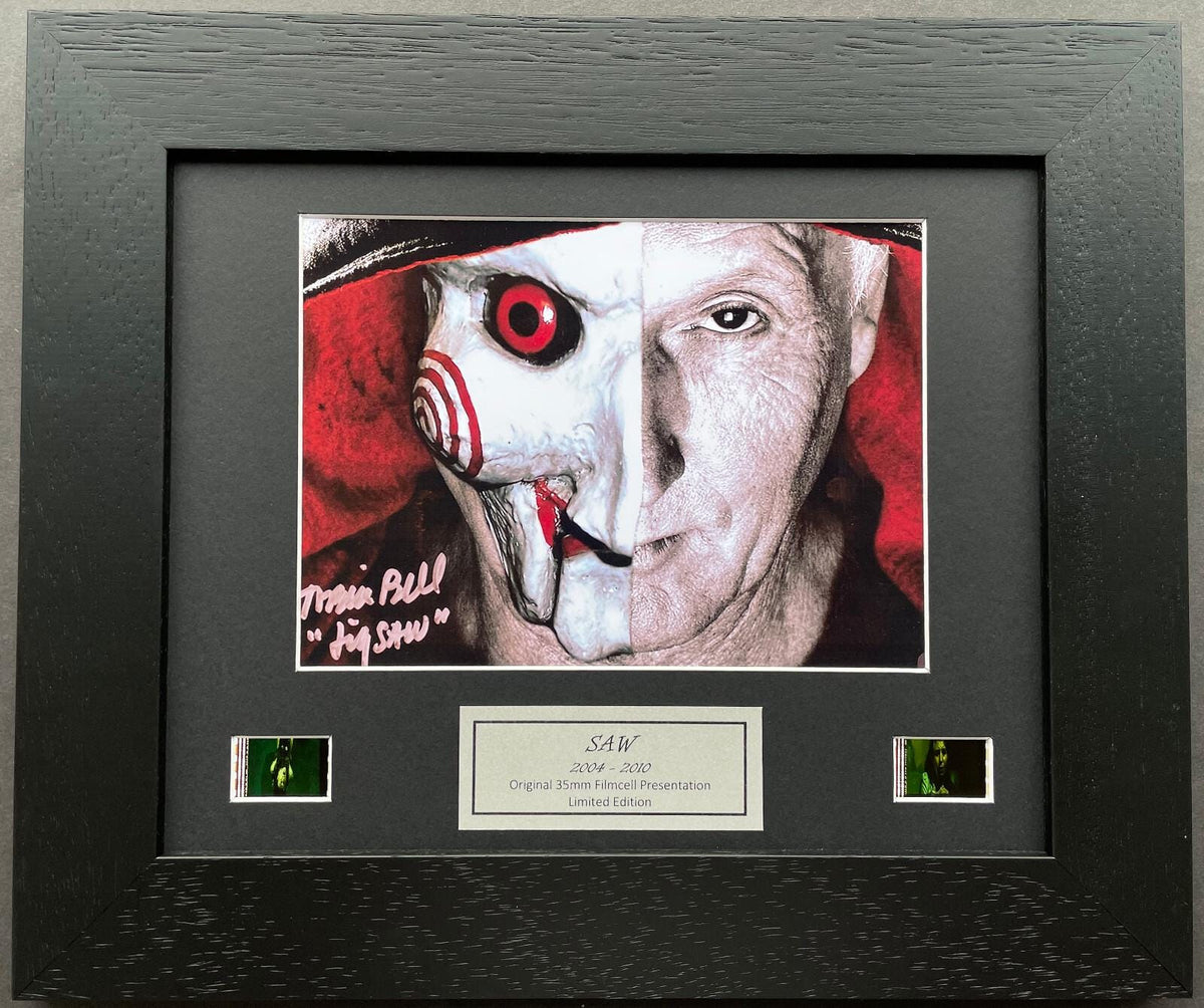 SAW Tobin Bell Signed Repro Original 35mm Film Cells set in Quality Wood Frame