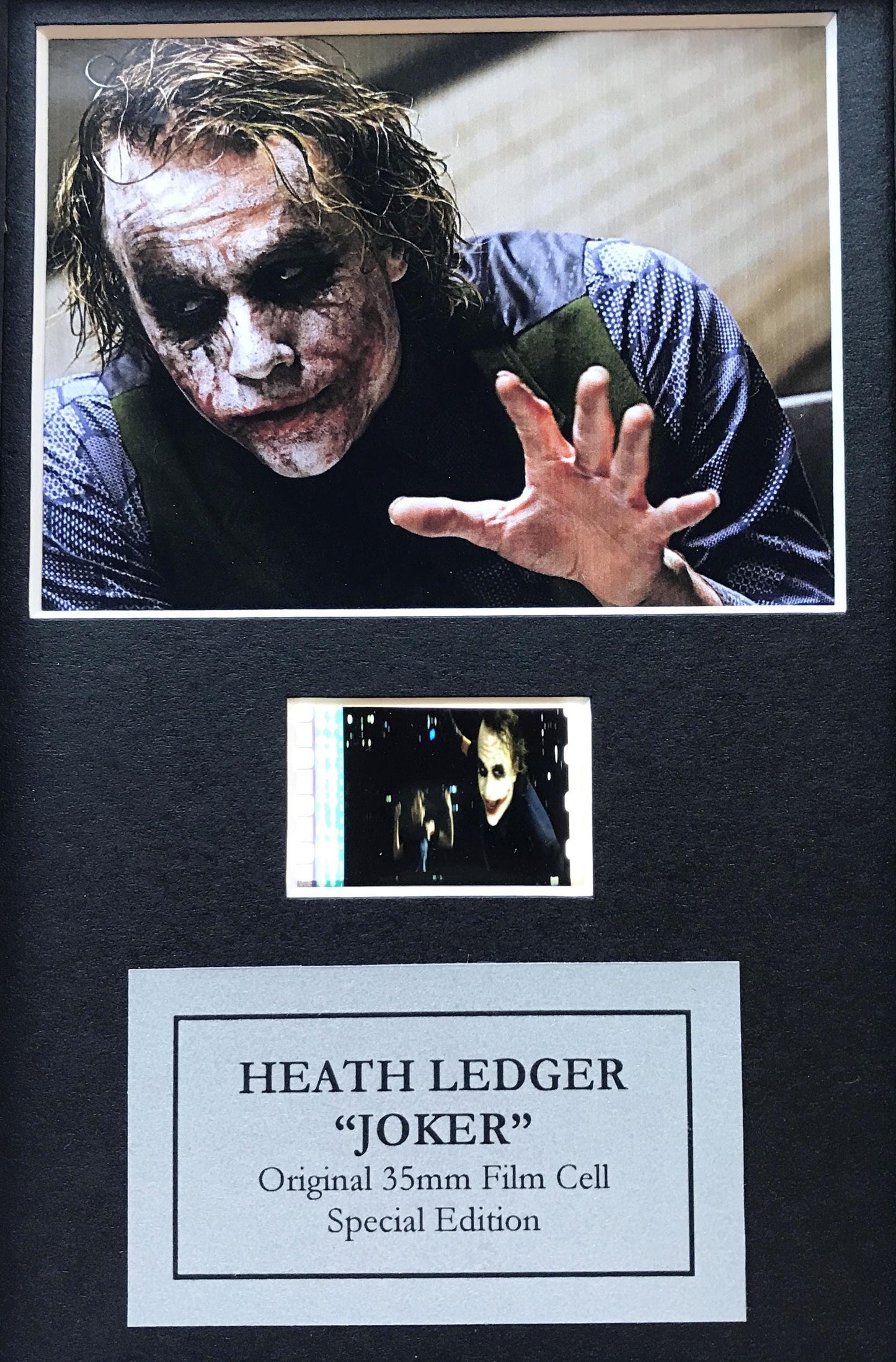 THE JOKER Dark Knight Original 35mm Film Cells set in Quality Wood Frame + COA