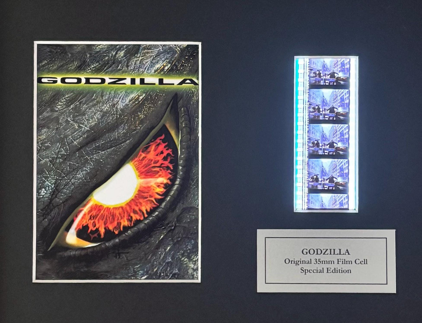 GODZILLA of 1998 Original 35mm Film Cells set in Quality Wood Frame + COA