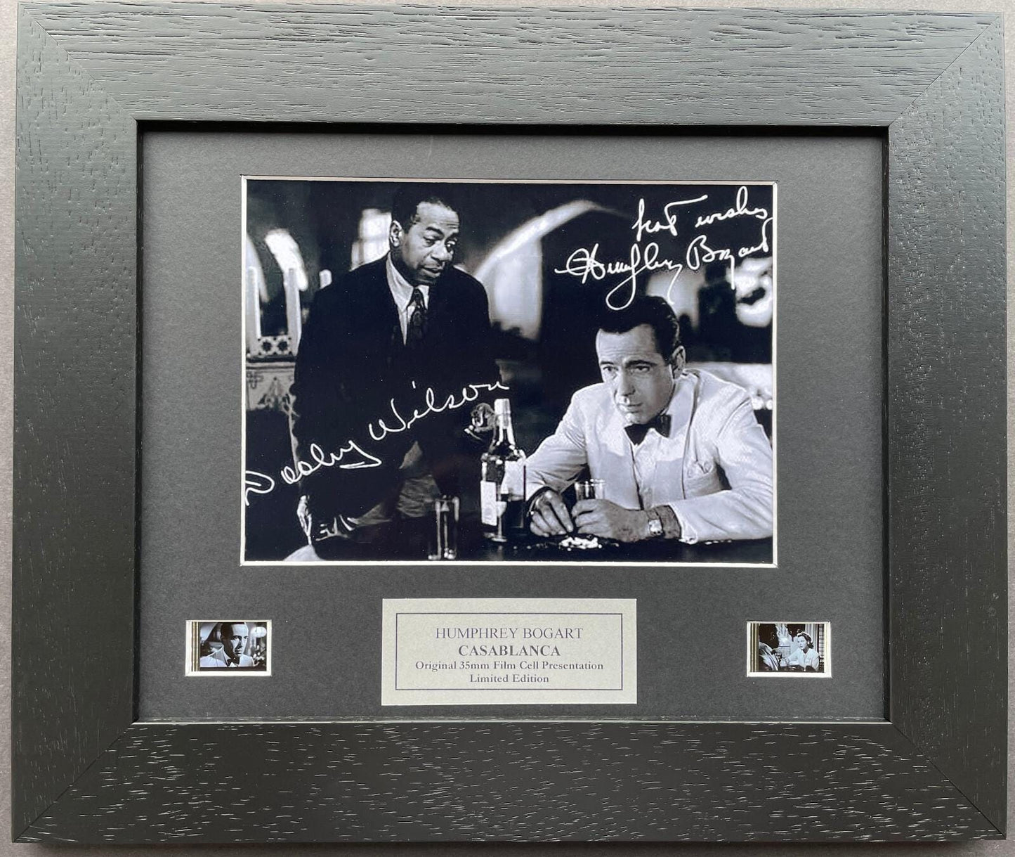 CASABLANCA 1942 Original 35mm film Cell Memorabilia + Bogart Signed Repro