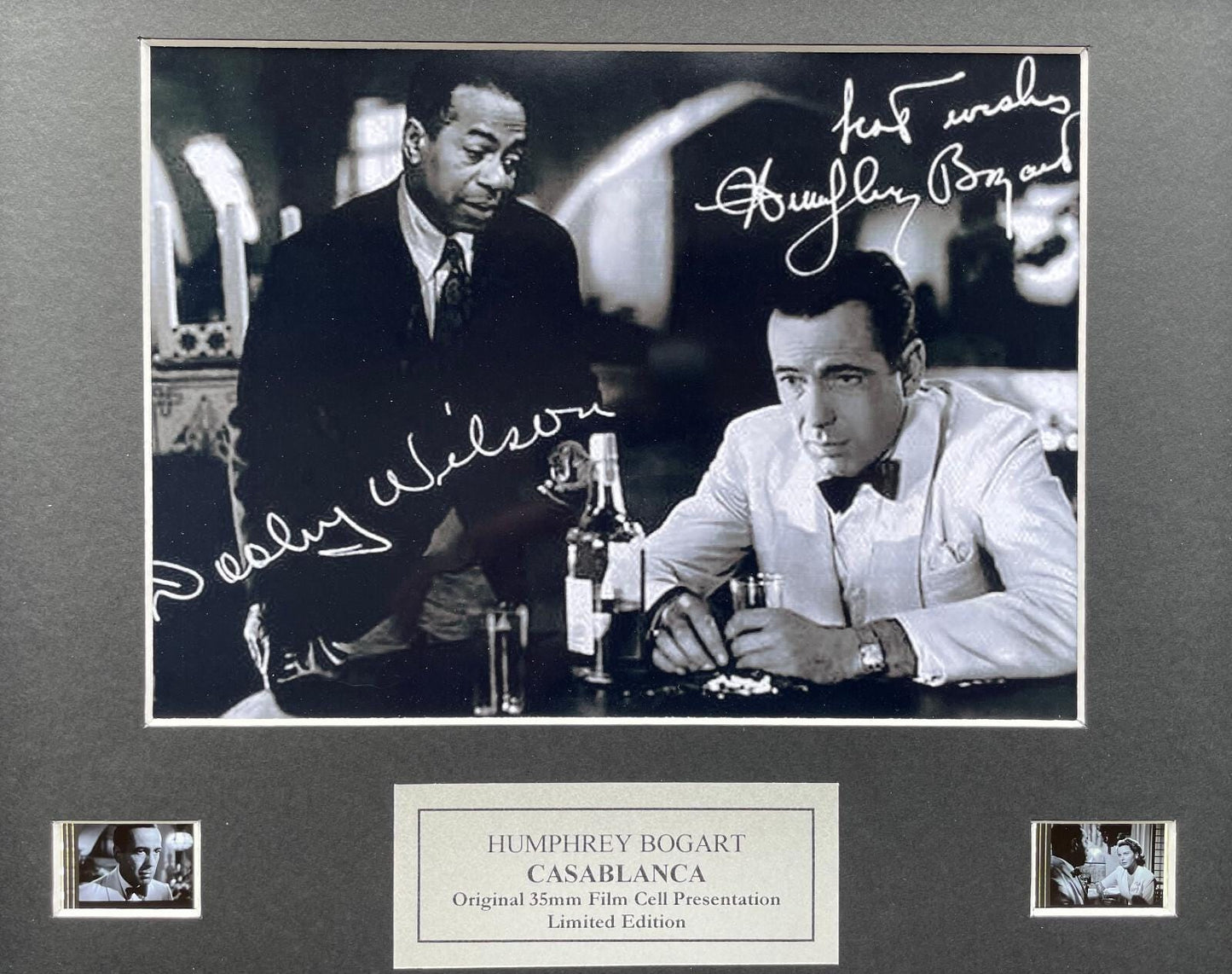 CASABLANCA 1942 Original 35mm film Cell Memorabilia + Bogart Signed Repro