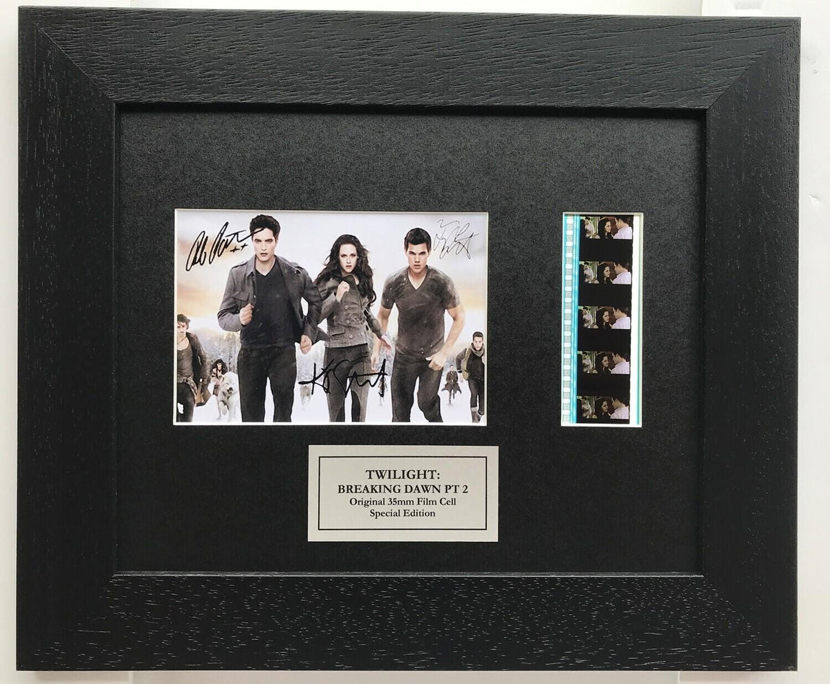 THE TWILIGHT SAGA Signed Repro + Original 35mm Film Cells in Quality Wood Frame