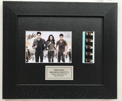 THE TWILIGHT SAGA Signed Repro + Original 35mm Film Cells in Quality Wood Frame