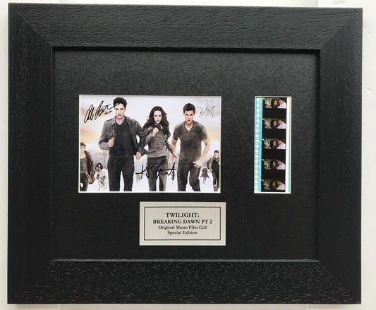 THE TWILIGHT SAGA Signed Repro + Original 35mm Film Cells in Quality Wood Frame