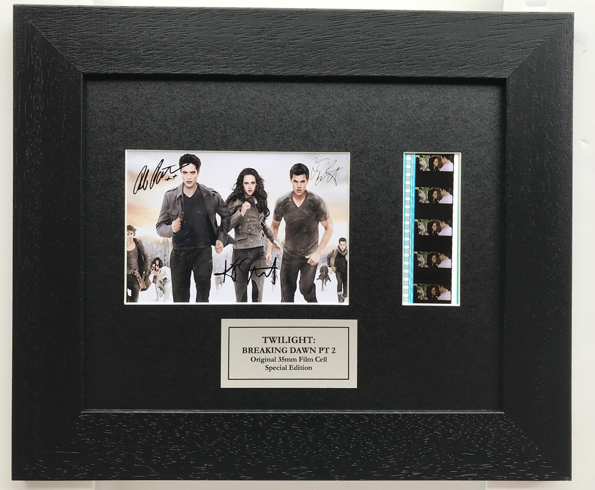 THE TWILIGHT SAGA Signed Repro + Original 35mm Film Cells in Quality Wood Frame