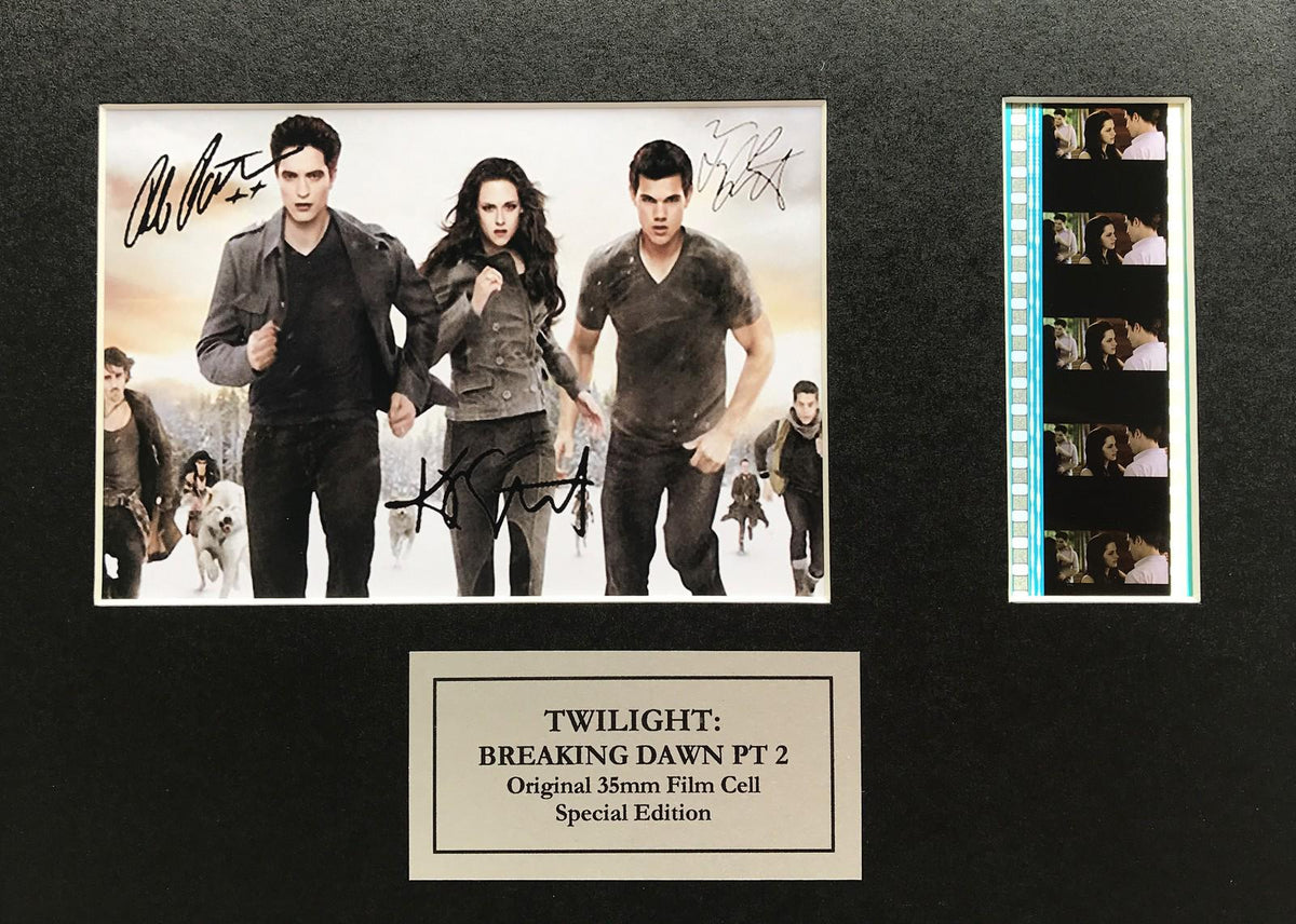 THE TWILIGHT SAGA Signed Repro + Original 35mm Film Cells in Quality Wood Frame