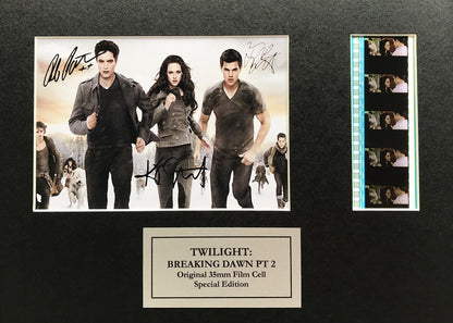 THE TWILIGHT SAGA Signed Repro + Original 35mm Film Cells in Quality Wood Frame