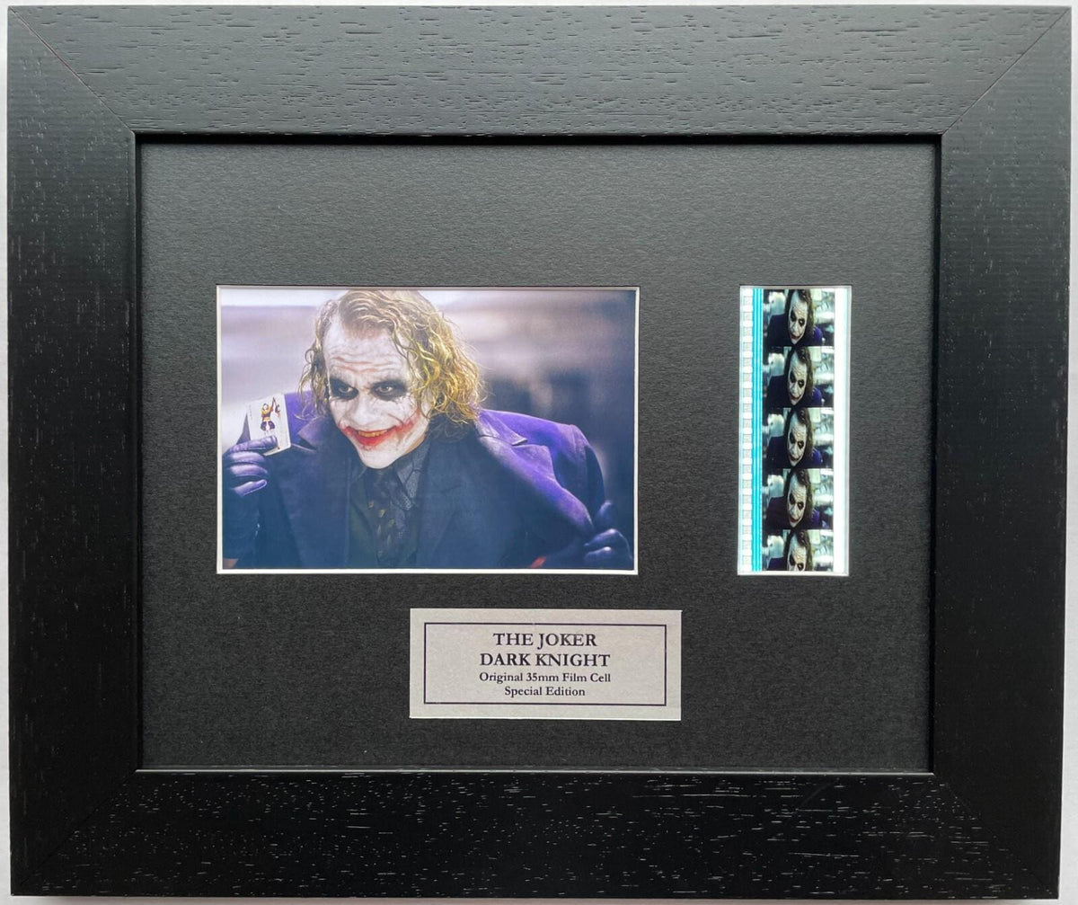 THE JOKER Dark Knight Original 35mm Film Cells set in Quality Wood Frame + COA